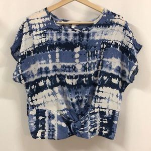 Persaya Crop Top blouse w/knot front Tie Dye LG Jr
